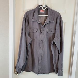 Men's Wrangler Grey Long Sleeve Button Up Shirt